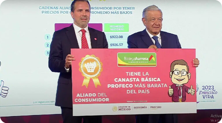 Entregan reconocimiento a Bodega Aurrera por tener la canasta básica más barata