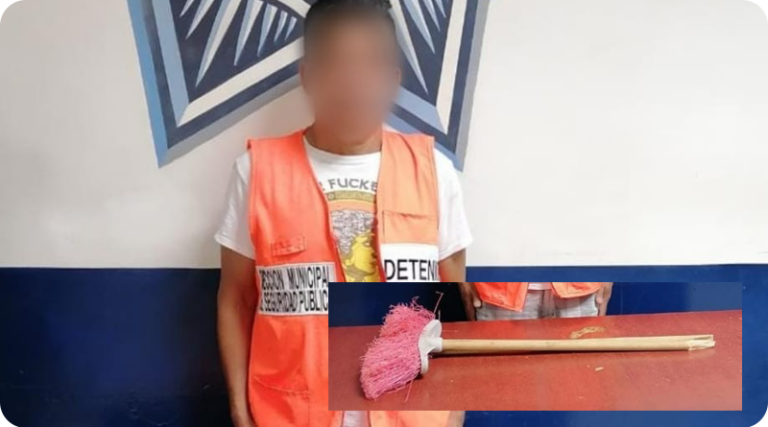 Agarra de piñata a su pareja quebrándole un palo de escoba en la cabeza