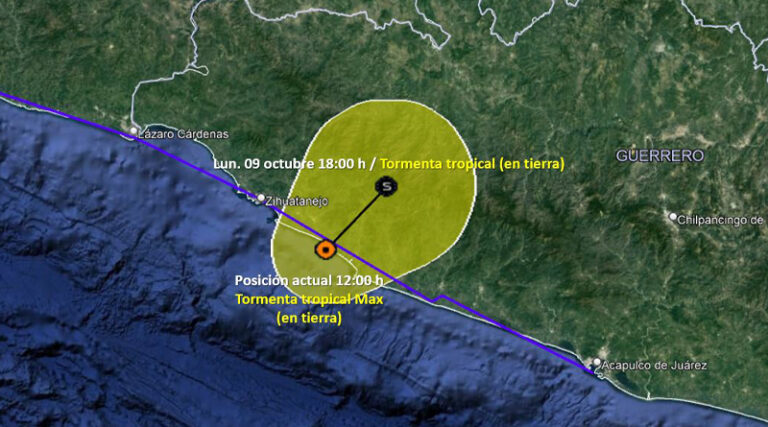 Tormenta ‘Max’ toca tierra en Guerrero; alertan de lluvias en 7 estados