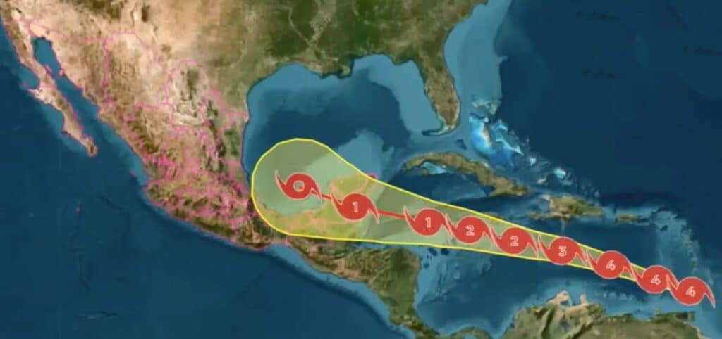 Trayectoria del Huracán Beryl