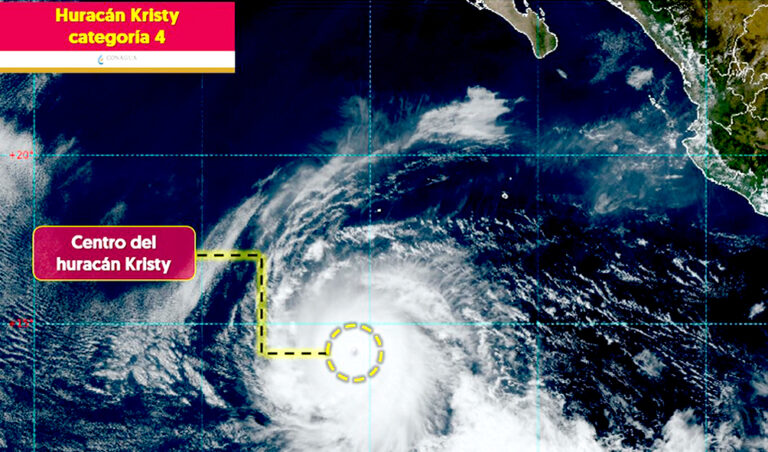 Kristy sube de intensión, ya va a la categoría 4, avanza sobre el oeste de costas mexicanas